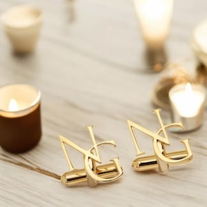 Gemelos con iniciales personalizados, plata de ley personalizada, regalo para el día del padre, regalo para padrinos de boda, regalo para papá, gemelos con nombre personalizado