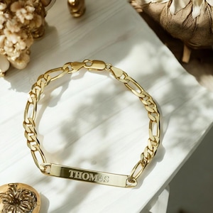 Bracelet d'identité personnalisé pour homme, argent 925 ou or gravé, bijoux minimalistes personnalisés, cadeau de fête des pères pour papa, petit ami, cadeau pour lui