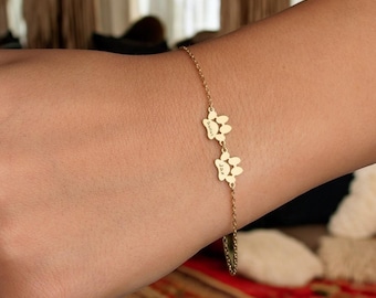 Sterling Silver Paw Print Bracelet: Personalized Pet Memorial Jewelry