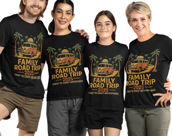 T-shirt Family Road Trip 2025: zomervakantiekleding
