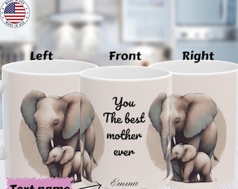 Taza de café con elefante: Arte de vida silvestre de madre y bebé, regalo para amantes de los animales