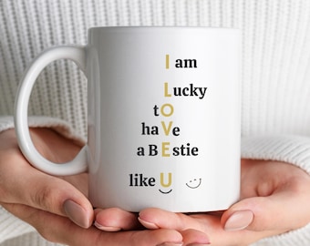 I Love U Bestie-koffiemok: grappig BFF-cadeau
