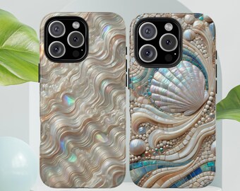 White Mother of Pearl Tough Phone Case | Beach-themed gift, Gift for Mom , Birthday Gifts, Phone Accessory for iPhone16-13 ,Samsung
