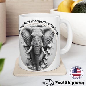 3D Elephant Mug - Quirky Coffee Mug with  Elephant Design, Unique Ceramic Mug, Animal Lover Gift, Humor Mug, Perfect Gift for Coffee Lovers&quot;