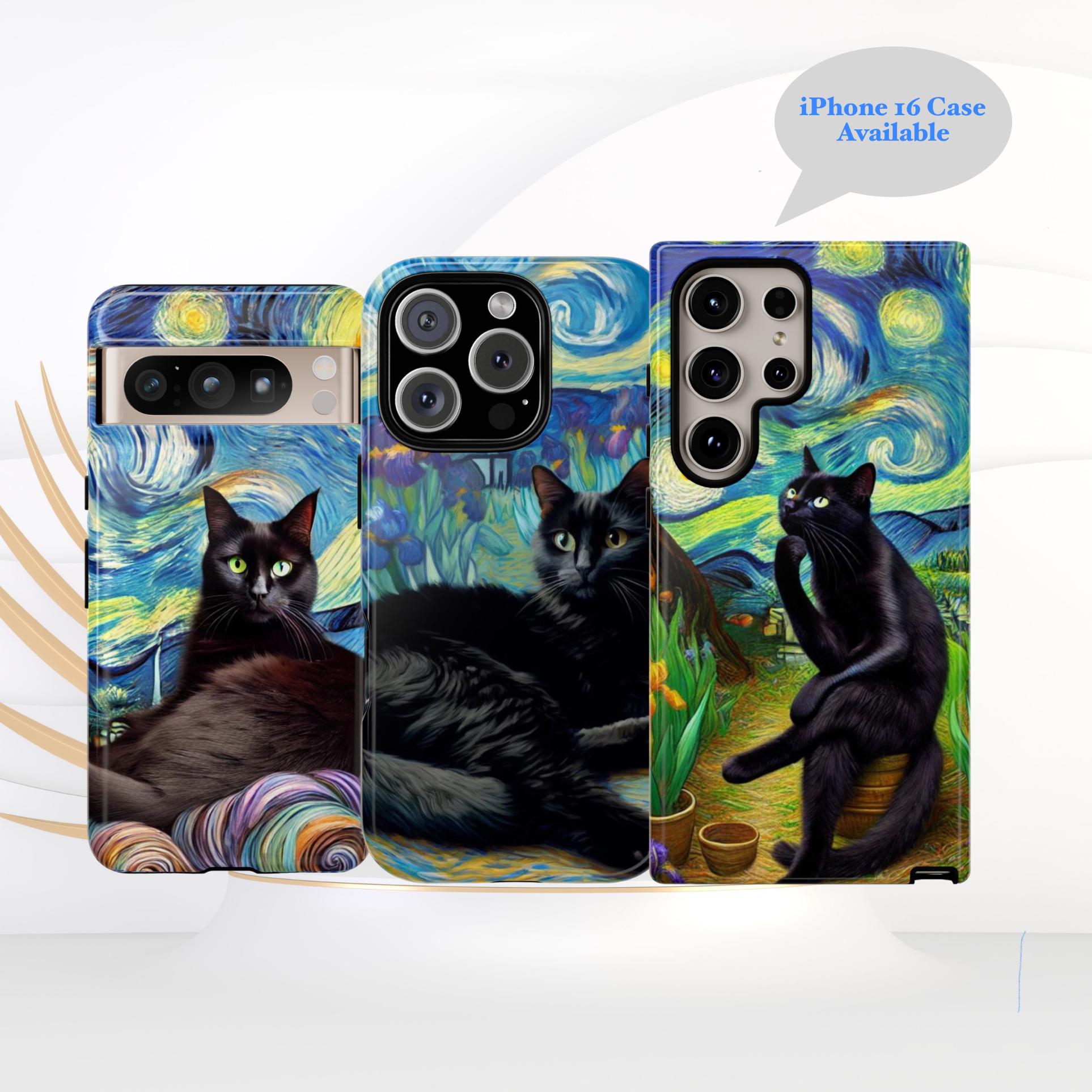 Van Gogh Phone case ,Black Cat Meme Design For iPhone 12-16Pro Max ,X,XR,XS,XS Max | Samsung Galaxy S22-S24 Plus Ultra | Google Pixel 6-8Pro