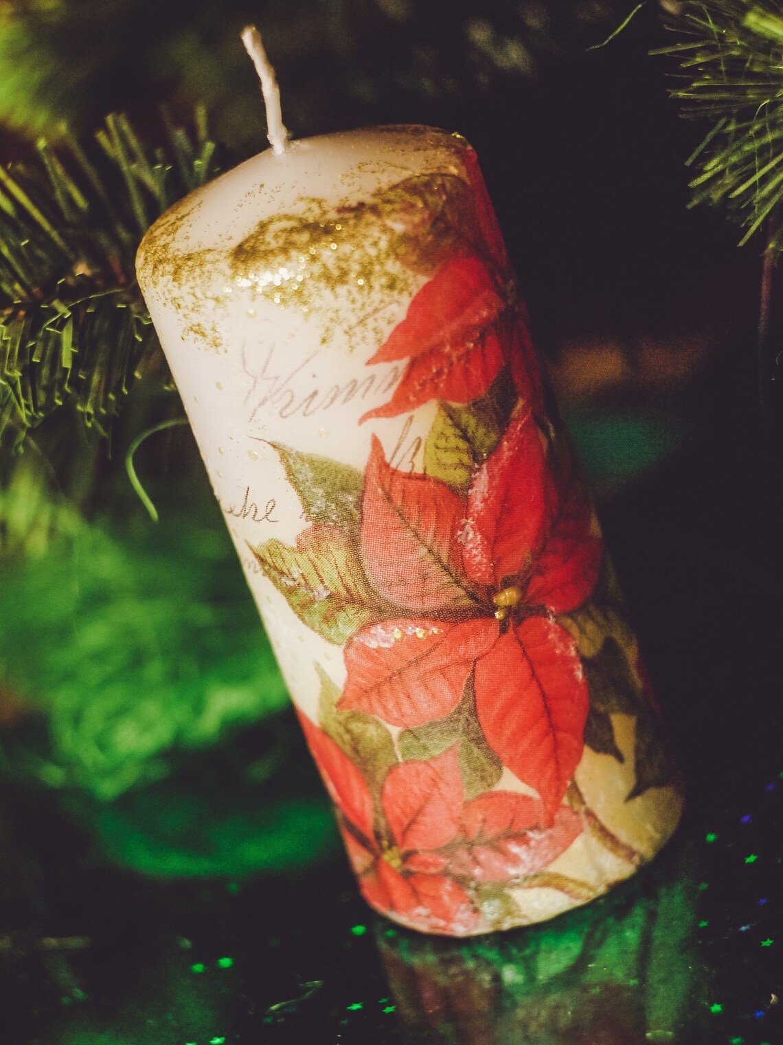 Winter Scenery Candle Decoupage candle Christmas candle Etsy