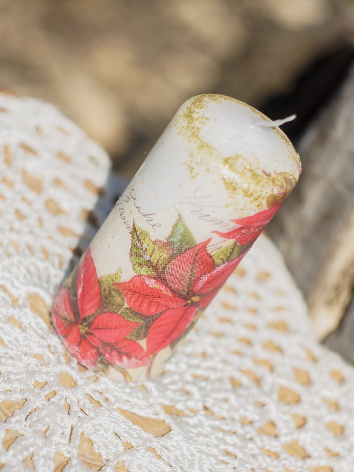 Winter Scenery Candle Decoupage candle Christmas candle Etsy