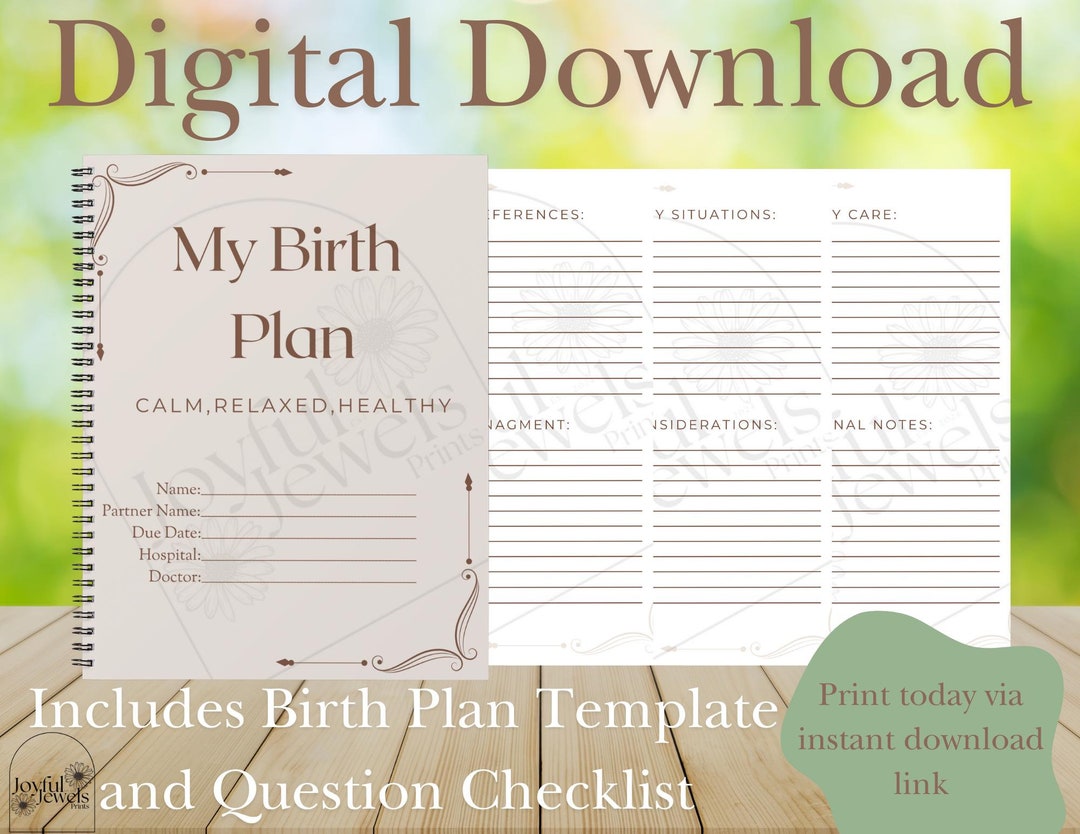 Birth Plan Template - Etsy