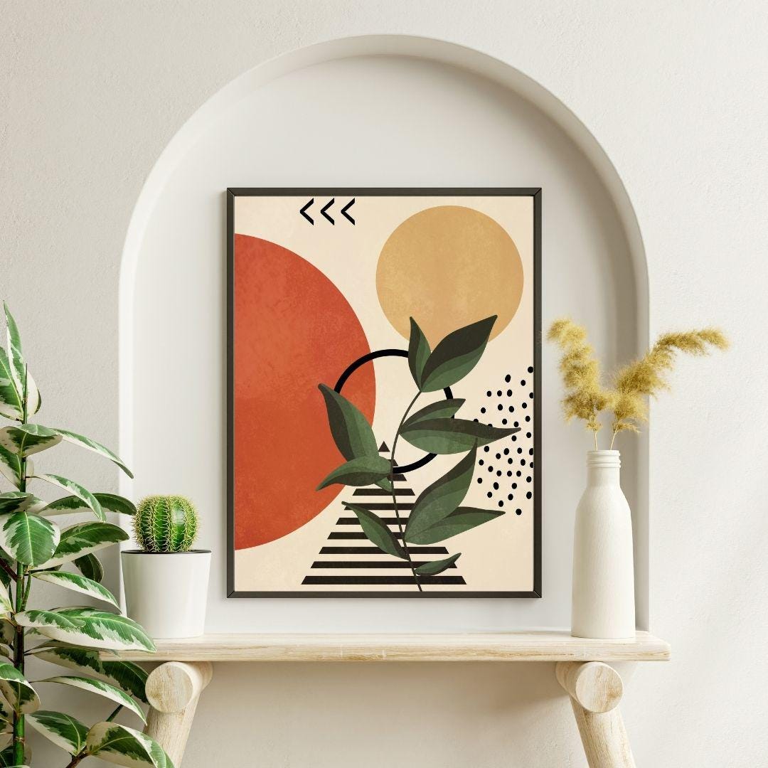 Boho Abstract Art Print Set of 3 Printable, Modern Home Decor ...