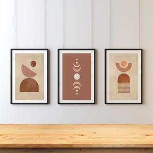 Boho Prints Set of 3, Bohemian Decor, Boho Wall Art, Cozy Home Decor, Fall Prints, Abstract Geometric, Wall Decor, Digital boho Art