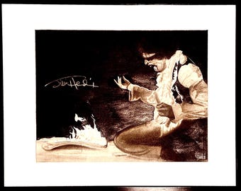 Jimi Hendrix original graphite drawing