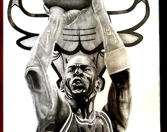 Michael Jordan original graphite drawing