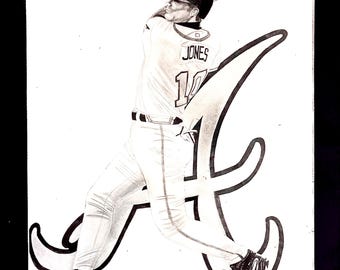 Chipper Jones original graphite drawing