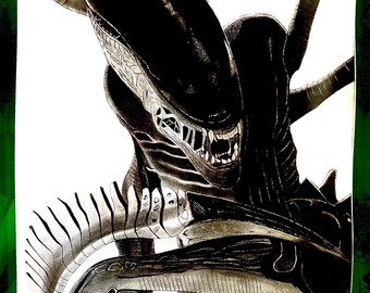 Xenomorph original graphite drawing