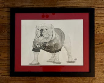 UGA Bulldog original graphite drawing