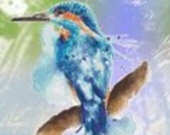 Kingfisher by Splatter Works Art. Modern Cross Stitch Art Kit.