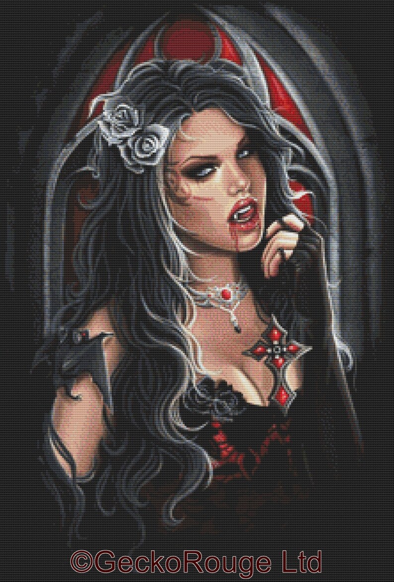 Modern Cross Stitch Kit Vampire by Anna Marine Needlecraft Etsy