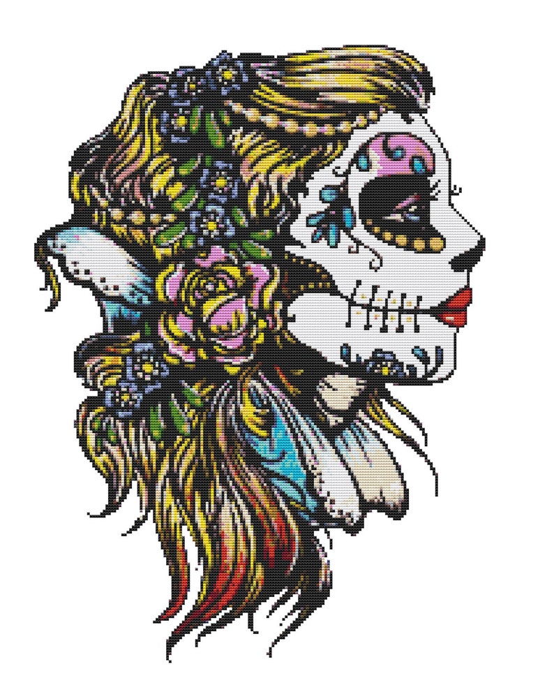 Sugar Skull Cross Stitch Skull Needle Carfat Set Modern Cross Stitch Kit /'Snow White/' By Illustrated Ink Counted Cross Stitch