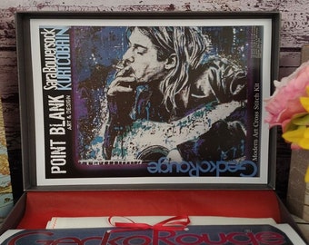 Kurt Cobain by Sara Bowersock.  Modern Cross Stitch Art Kit.