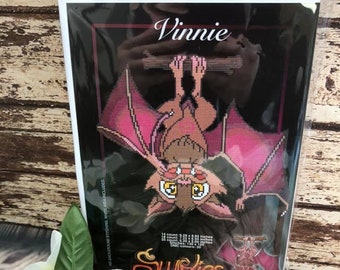 Bat, Vinnie by Swirlies World. Modern Cross Stitch Art Kit.