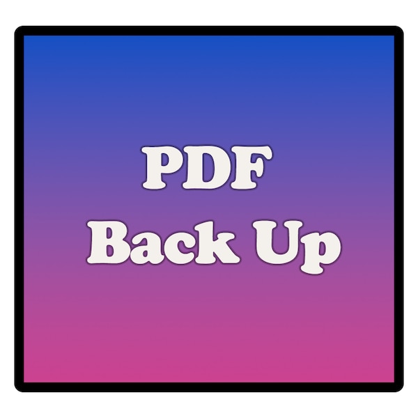 PDF Digital Backup for existing kit purchase.