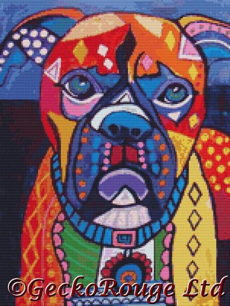 Kit Boxer Dog Cross Stitch Chart