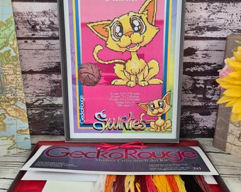 Cat, Orlando by Swirlies World.  Modern Cross Stitch Art Kit