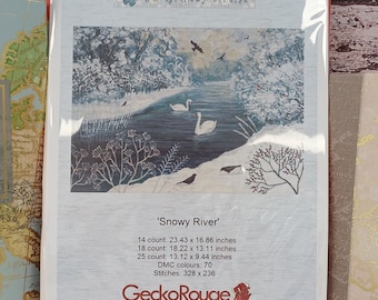 Snowy River by Jo Grundy. Modern Cross Stitch Art Kit.