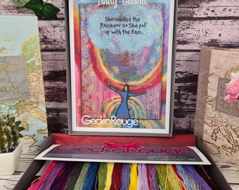 She Wanted The Rainbow by Lindy Gaskill.  Modern Cross Stitch Art Kit.