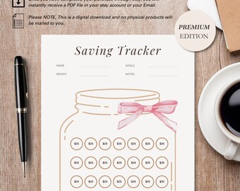 Savings Challenge Printable: Finance Tracker, Savings Goal (PDF)