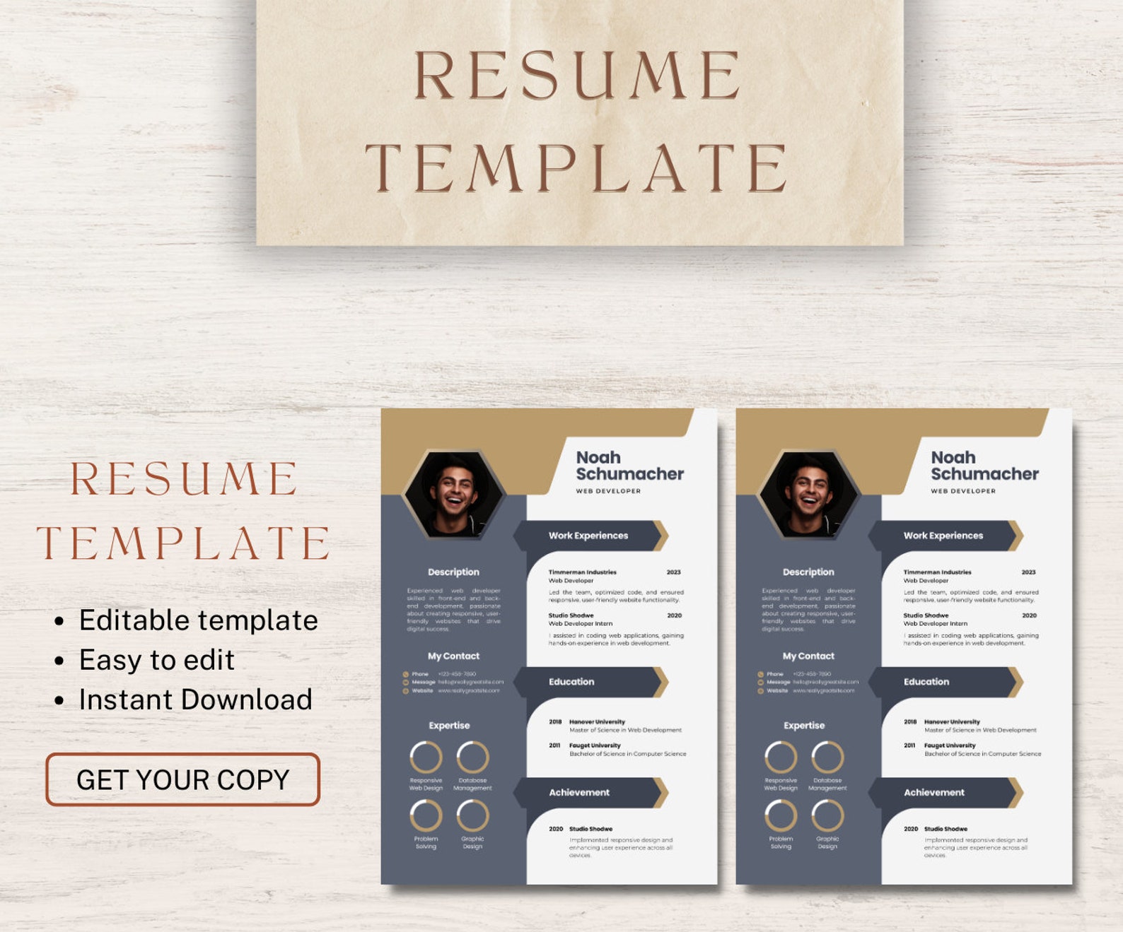 Web Developer Resume Template: Minimalist CV Design (US Letter) - Etsy