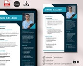 Blue Modern Healthcare Resume Template: Professional CV (Digital Download)