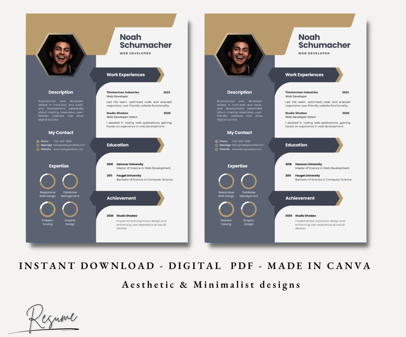 Web Developer Resume Template: Minimalist CV Design (US Letter) - Etsy