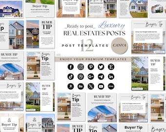 Real Estate Social Media Templates: Buyer Tips, Marketing (Digital Download)