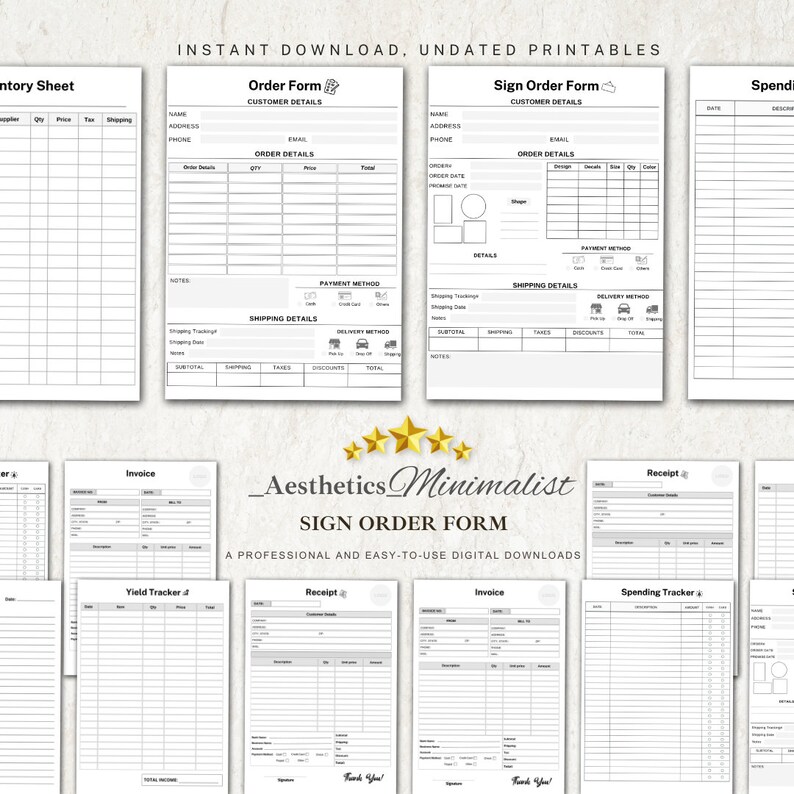 Sign Order Form Planner: Business Organizer (digital Download) - Etsy