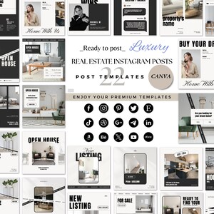 Real Estate Instagram Posts, Social Media Marketing Bundle, Realtor Instagram Graphics, House Sale Promotion, Digital Marketing Kit