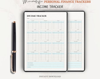 Minimalist Monthly Income Tracker Printable (Instant Download)