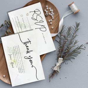 White Floral Elegant Wedding Card, Minimalist Style Invitation, Modern Wedding Stationery, Simple Wedding Card, Elegant Invite