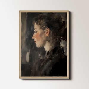 Moody Woman Portrait Print Abstract,  Vintage Portrait Painting, Vintage Female Portraits, Antique Portrait Woman Painting Download 159