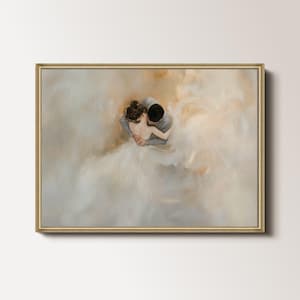 踊るカップルのアートプリント ロマンチックなウェディングギフト デジタルダウンロード、印刷可能なカップルの絵画、ガールフレンドへのギフト、エレガントなバレエウォールアート 076