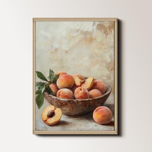 Peaches Painting PRINTABLE, Vintage Peaches Print, Summer Fruits Decor, Vintage Kitchen Art Digital Download, Rustic Orange Fruit Art 148