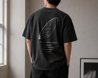 Cicada Wing Shirt, Minimal Nature Graphic Tee, Scientific Illustration T-Shirt, Entomology Shirt, Comfort Colors 1717, Field Specimens Tee