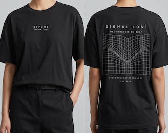 Offline Mode T-Shirt Minimal Tech Aesthetic Shirt, Signal Lost Graphic Tee, Minimalist Streetwear, Self Care Shirt, Bella Canvas 3001