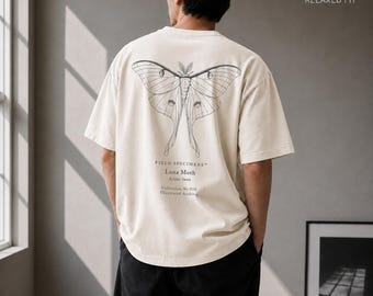 Luna Moth Shirt, Comfort Colors 1717 Nature Graphic Tee, Botanical Moth Shirt, Entomology Gift, Cottagecore Vintage Insect Tee