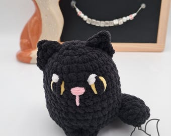 Black Crochet Cat - READY TO SHIP - Squishy and cute black kitten - Black Cat - Cute Kitten - Crochet - Handmade