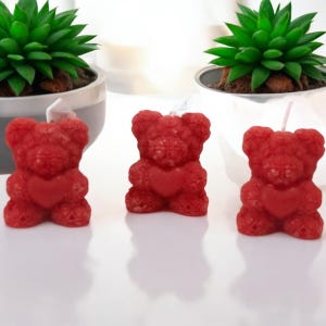 Bear Candle Set - Scented 3-Pack | Handmade Decorative Bear Shaped Candles | Gift for Valentine’s Day, Birthdays & Home Decor