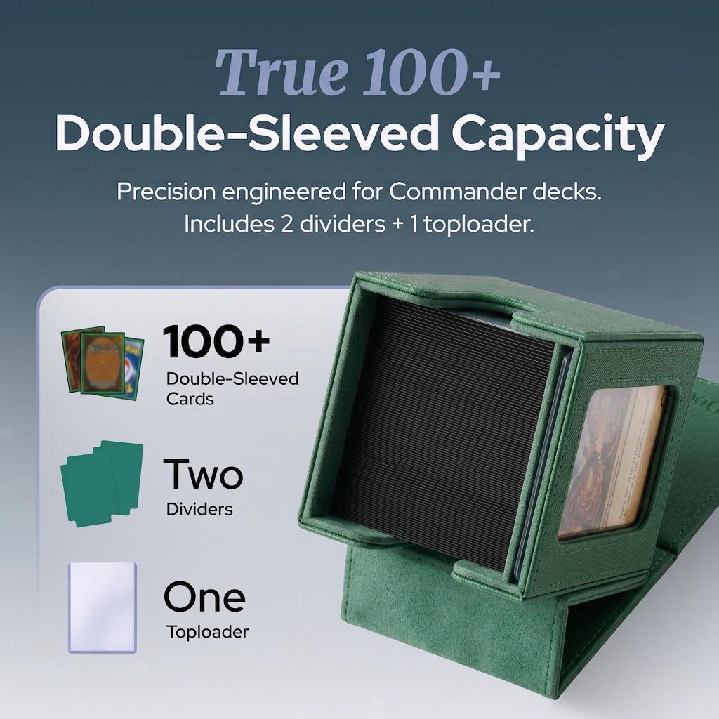 deck box for 100 double sleeved cards Commander With Window: Holds With a size of 3.6L x 4.3W x 3.2H Genesis Deck Box - Blue