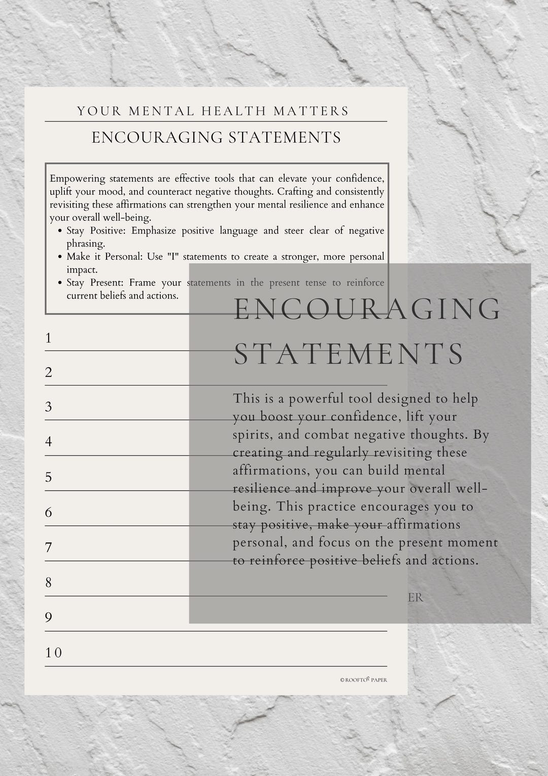 Encouraging Statements PDF | Positive Affirmation Worksheet | Combat ...