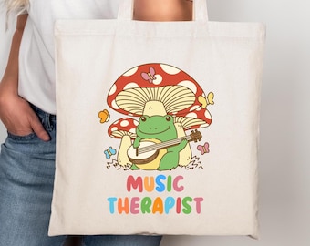 Music Therapist Frog Tote Bag, Music Therapy Tote Bag, Music Therapist Gift