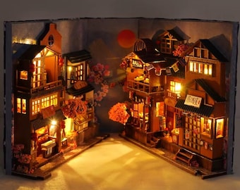 DIY Book Nook Miniature Wooden Kit  Dollhouse Bookshelf Insert | Anime-Inspired Decor | Creative Gift Idea